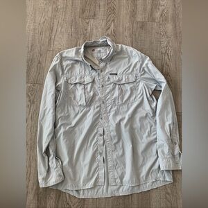 Simms Guide Series Shirt Men's XL grey/green Fishing Button Up Long Sleeve